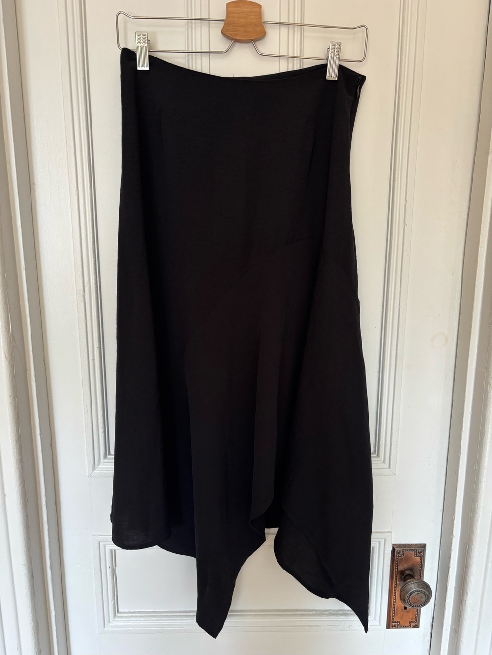Asymmetric Black Midi Skirt - Sleek Women's Evening Skirt